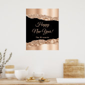 バラ金ゴールドとブラックグラムティアーハッピーニューイヤー ポスター (キッチン)