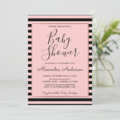 バラ金ゴールドとブラックストライプベビーシャワー 招待状 (スタンド正面)