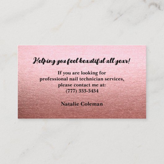 バラ金ゴールドとブラックネイリスト名刺 名刺 (裏面)