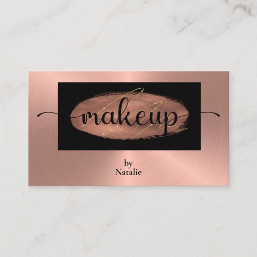 バラ金ゴールドとブラックメイクアップアーティストの名刺 名刺 (正面)
