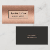 バラ金ゴールドとブラックメイクアップアーティストサロングリッター 名刺 (正面/裏面)