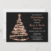 バラ金ゴールドとブラックリボンツリークリスマスパーティー 招待状 (正面)