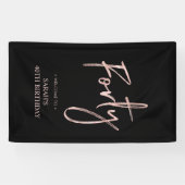 バラ金ゴールドとブラック40バースデーパーティーウェルカムバナー 横断幕 (横)