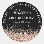 バラ金ゴールドとブラック50誕生日ありがとう ラウンドシール (正面)