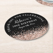 バラ金ゴールドとブラック50誕生日ありがとう ラウンドペーパーコースター (アングル)