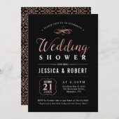 バラ金ゴールドとブラック | カップルエレガントウェディングシャワー 招待状 (正面/裏面)