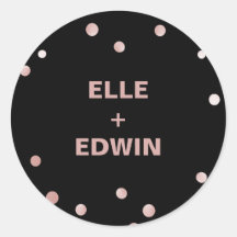 バラ金ゴールドとブラック |グラム結婚の封筒用シール