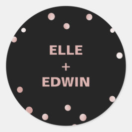 バラ金ゴールドとブラック |グラム結婚の封筒用シール ラウンドシール