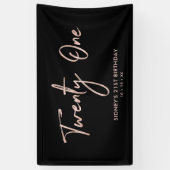 バラ金ゴールドとブラック |誕生日パーティーバナー 横断幕 (縦)