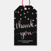 バラ金ゴールドとブラック | Glamブライダルシャワーありがとう ギフトタグ (正面)