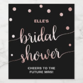 バラ金ゴールドとブラック | Glam紙吹雪ブライダルシャワー ワインラベル (シングルラベル)