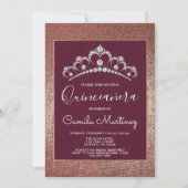 バラ金ゴールドとブルゴーニュキンセアニェラとティアラ 招待状 (正面)