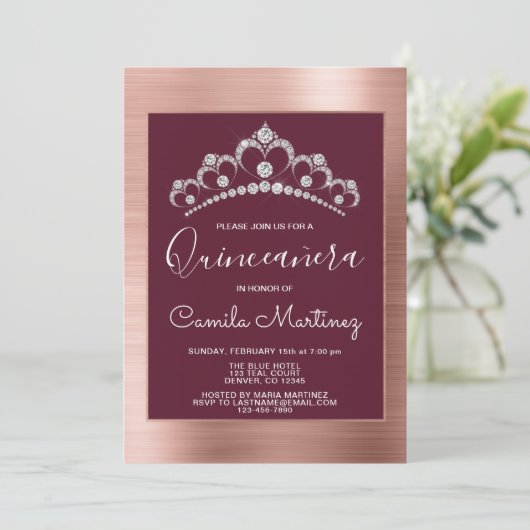 バラ金ゴールドとブルゴーニュキンセアニェラとティアラ 招待状 (スタンド正面)