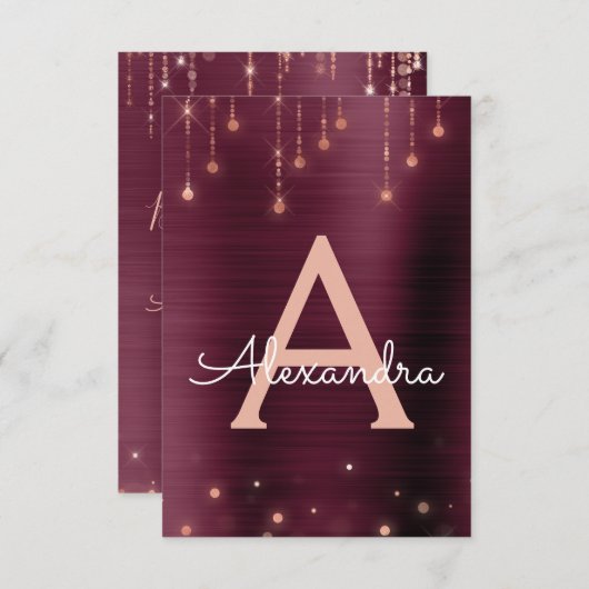 バラ金ゴールドとブルゴーニュスパークルバースデーパーティー 招待状 (正面/裏面)