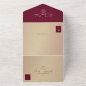 バラ金ゴールドとブルゴーニュ結婚ーズ オールインワン招待状 (外側)