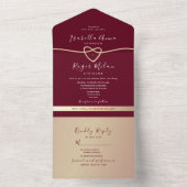 バラ金ゴールドとブルゴーニュ結婚ーズ オールインワン招待状 (内側)