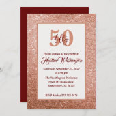 バラ金ゴールドとブルゴーニュ50th誕生日パーティー 招待状 (正面/裏面)
