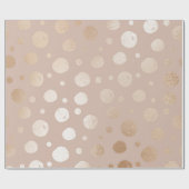 バラ金ゴールドとベージュのドットパターン ラッピングペーパー (フラット)