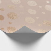 バラ金ゴールドとベージュのドットパターン ラッピングペーパー (角)