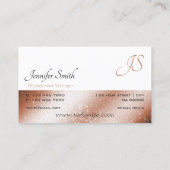 バラ金ゴールドとホワイトグリッタースターズエレガントモノグラム 名刺 (裏面)