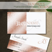 バラ金ゴールドとホワイトグリッタースターズエレガントモノグラム 名刺