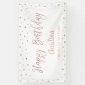 バラ金ゴールドとホワイトハッピーバースデーパーティーバナー 横断幕 (縦)