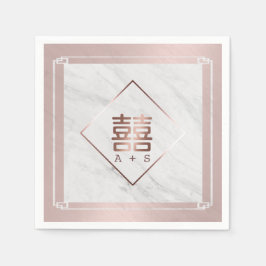 バラ金ゴールドとホワイトマーブル中国のモダンス結婚の スタンダードカクテルナプキン