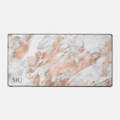 バラ金ゴールドとホワイトマーブル、モノグラム付き、Vs 2 デスクマット (正面)