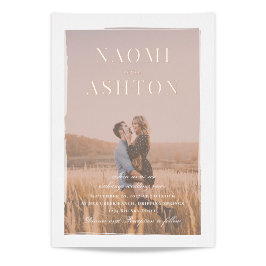 バラ金ゴールドと写真結婚のフォイル招待状 箔招待状