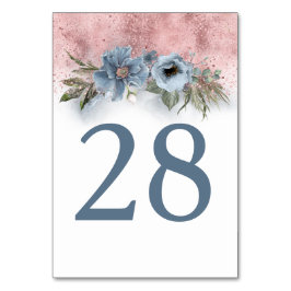 バラ金ゴールドと埃っぽいブルーテーブル番号カード テーブルナンバー