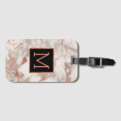 バラ金ゴールドと大理石に黒モノグラム ラゲッジタグ (正面横)