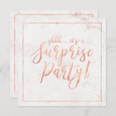 バラ金ゴールドと大理石 |サプライズ退職パーティー 招待状 (正面/裏面)