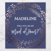 バラ金ゴールドと海軍が私のメイド・オブ・オーナー（花嫁付き添い人） ワインラベル (シングルラベル)