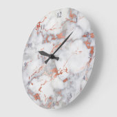 バラ金ゴールドと灰色の大理石 ラージ壁時計 (傾斜)