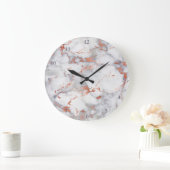 バラ金ゴールドと灰色の大理石 ラージ壁時計 (ホーム)