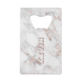 バラ金ゴールドと灰色フェイク大理石 クレジットカード栓抜き (正面)