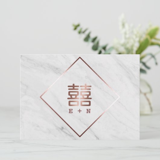 バラ金ゴールドと白中国の大理石の日付の保存 セーブザデート (スタンド正面)