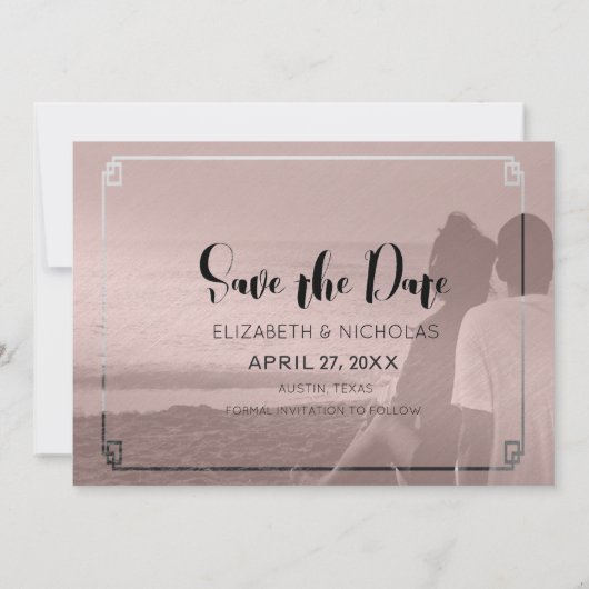 バラ金ゴールドと白中国の大理石の日付の保存 セーブザデート (裏面)