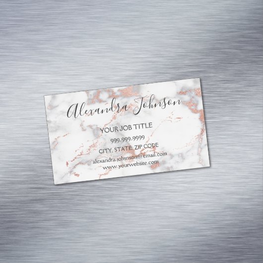バラ金ゴールドと白大理石の髪とメイクアップ マグネット名刺 (インサイチュ)
