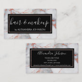 バラ金ゴールドと白大理石の髪とメイクアップ 名刺 (正面/裏面)