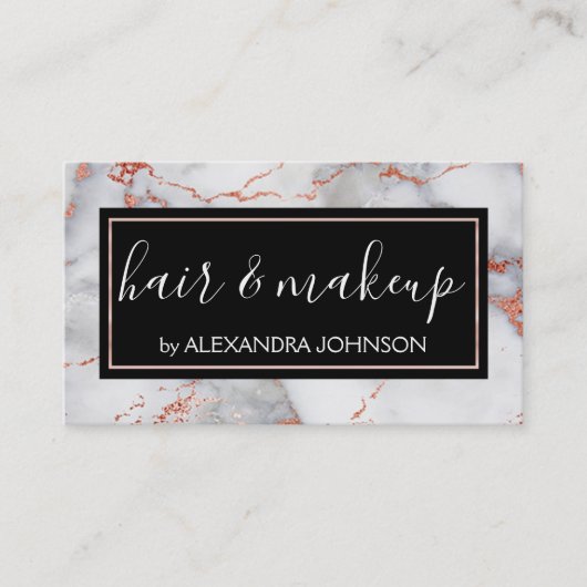 バラ金ゴールドと白大理石の髪とメイクアップ 名刺 (正面)