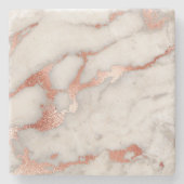 バラ金ゴールドと白大理石 ストーンコースター (正面)