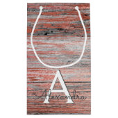 バラ金ゴールドと素朴ウッドモノグラム&イニシャル スモールペーパーバッグ (裏面)