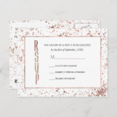 バラ金ゴールドと絵を描(ばちゃばちゃ)跳ねるRSVPポストカード インビテーションポストカード (正面/裏面)