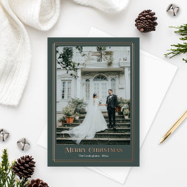 バラ金ゴールドと緑色装飾写真縁ど 箔シーズンカード