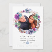 バラ金ゴールドと赤面の幾何学的結婚写真 セーブザデート (正面)