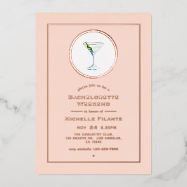 バラ金ゴールドと赤面カクテルバチェロレッテ週末 箔招待状