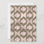 バラ金ゴールドと赤面ダマスヴィンテージウェディング セーブザデート (裏面)