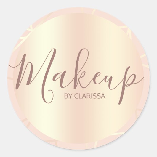 バラ金ゴールドと赤面ピンクの幾何学的パターンの構成 ラウンドシール (正面)