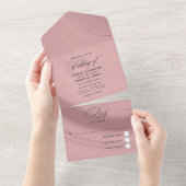 バラ金ゴールドと赤面ピンクアゲ結婚ートの全てを一つに オールインワン招待状 (貼ってはがせる)